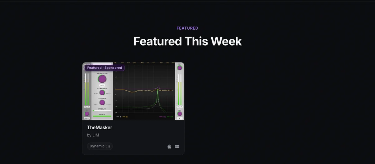 The "Featured Free Downloads" section on the SoundShockAudio homepage, showing a sponsored product card.