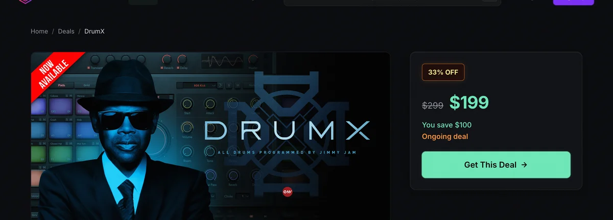 A SoundShockAudio sponsored product page with a hero banner, product details, and a button to visit the official store.