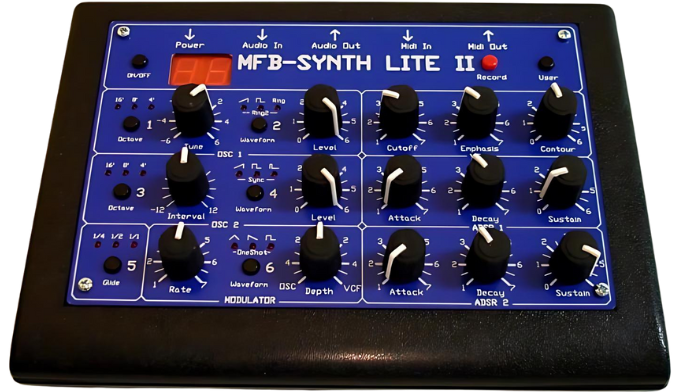 a close up of a MFB Synth Lite II