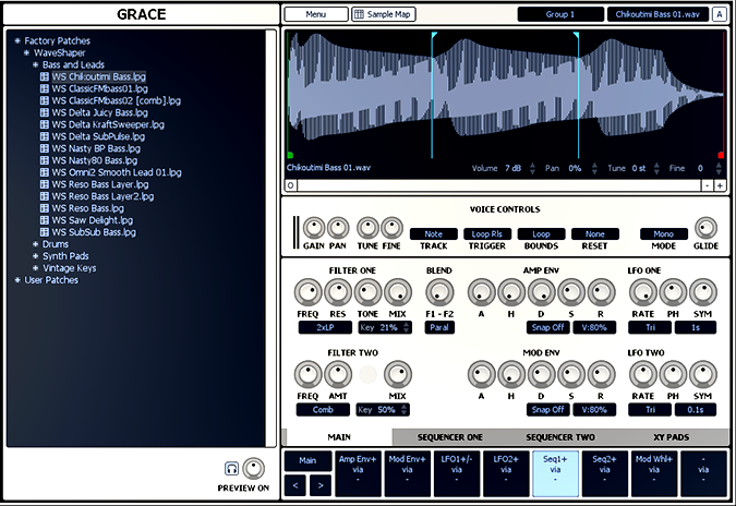 A screen shot of a music production software with a touch of elegance.