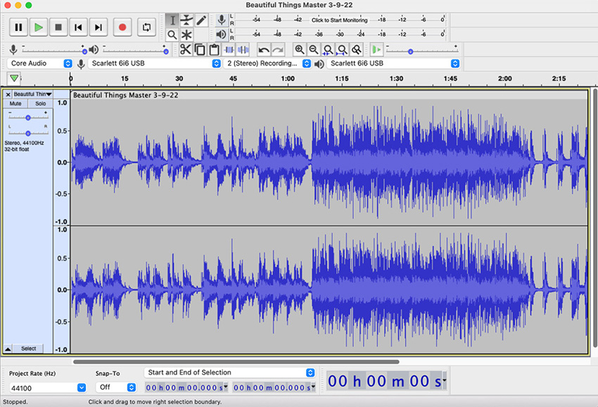 Audacity audio editing software