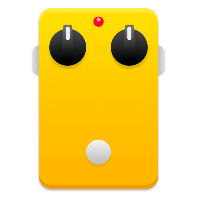 A yellow Tonebridge guitar pedal with two buttons on it.