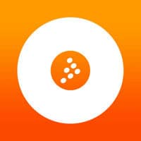 An orange and white icon with a circle on it, representing the Cross DJ app.