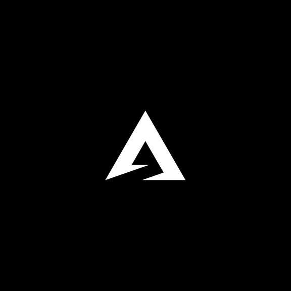 A white triangle logo with a Drum and Bass influence on a black background.