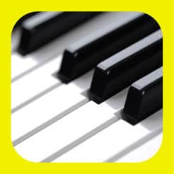 The mini piano keys are shown on a yellow background.