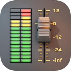 An app icon featuring an audio mixer for use with Audio Evolution Mobile Studio.