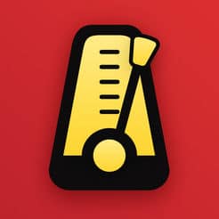 A yellow and black thermometer icon on a red background, designed to resemble a metronome for BPM measurement.
