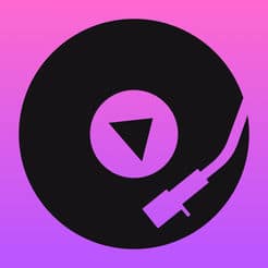 An icon of a record player on a purple background perfect for Dj Control and remixing music live.