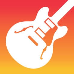 Description: A GarageBand icon with a guitar on an orange background.