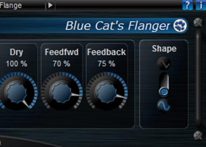 The Blue Cat's Flanger effect is visually portrayed on a computer screen.