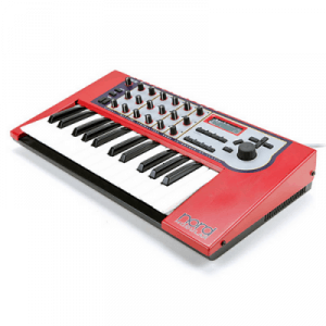 A red Clavia Nord synthesizer on a white background.