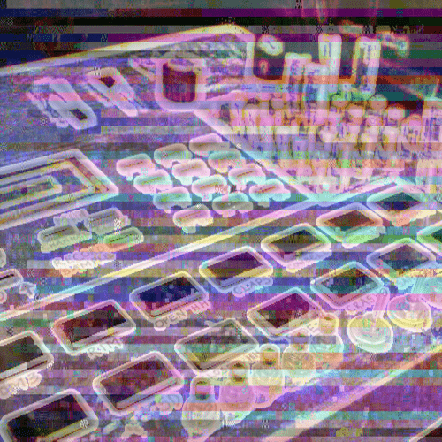 A pixelated image of a computer screen featuring the Vol. 1-2 Glitch Drum Kit.