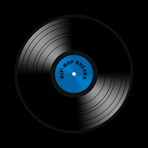 A modern black vinyl record on a black background, perfect for hip hop beats.