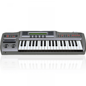 A Korg musical keyboard on a white background.