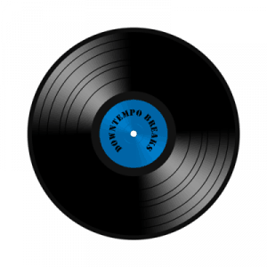 A black vinyl record with Downtempo Breaks on a white background.