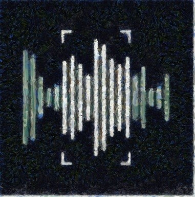 An image of a sound wave on a black background with a hint of 'Grainstorm'.