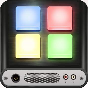An electronic dance music sampler featuring a music player with different colored buttons on it.