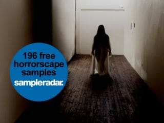 A woman walking down a hallway with the words Horrorscape and free horror samples.