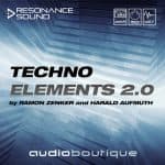 The cover of Techno Elements 2.0 showcases the essence of contemporary techno music.