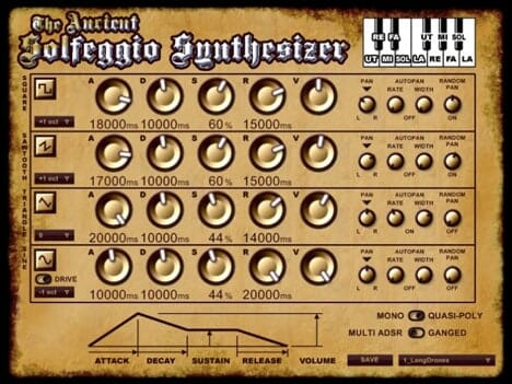An Ancient synthesizer with a number of knobs and buttons.