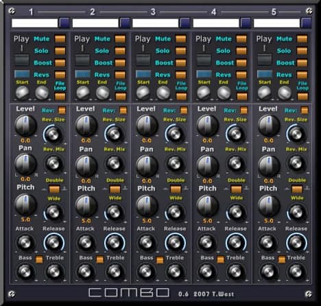 A Combo Pro mixer with a number of knobs and buttons.