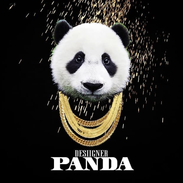 An image of a Desiigner-inspired panda wearing gold chains.