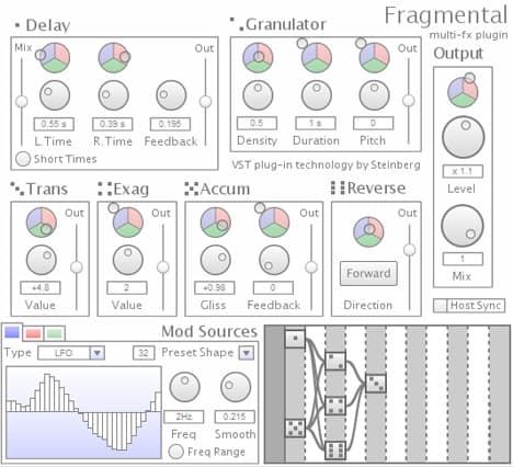 A screen shot of the fragmental synthesizer.