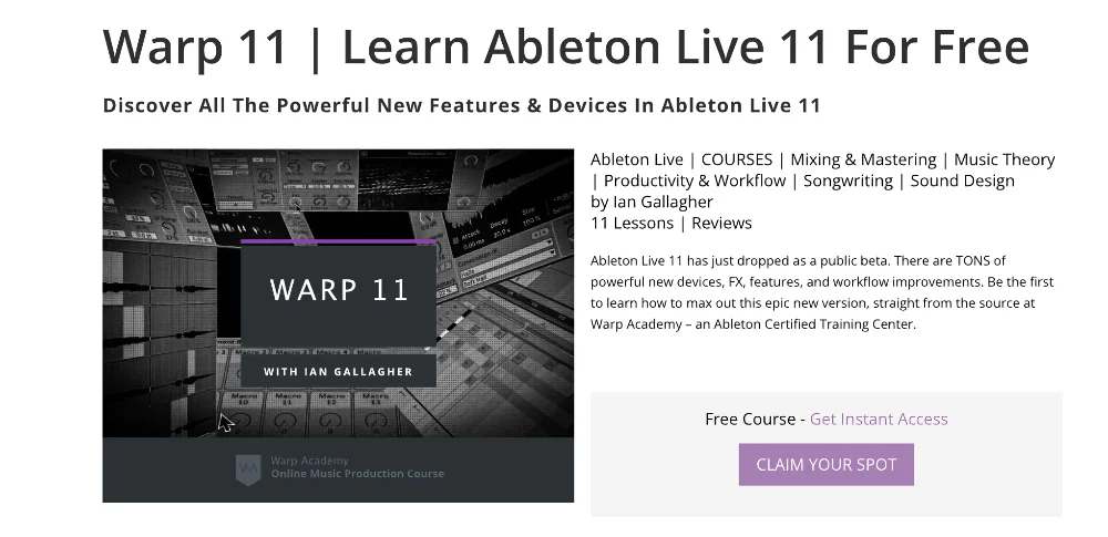 Warp 11 | Learn Ableton Live 11 For Free
webpage