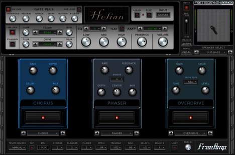 A screen shot of the free helen guitar synthesizer.