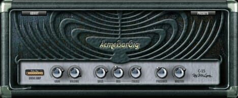 The C-15 guitar amp is shown on a computer screen.
