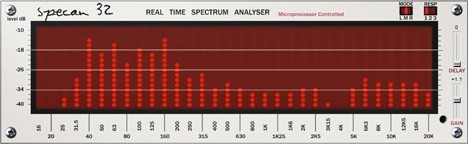 A screen showing an image of a red Specan32 spectrum analyzer.