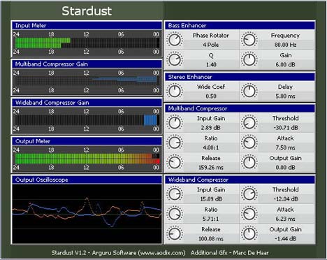 A screenshot of the Stardust control panel.
