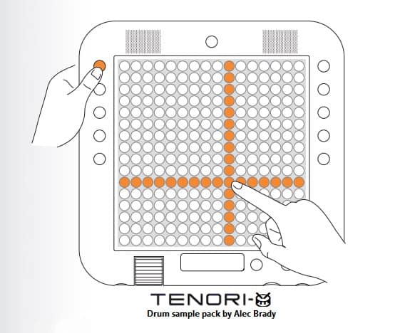 A diagram of a Tenori device with the word tendri on it.