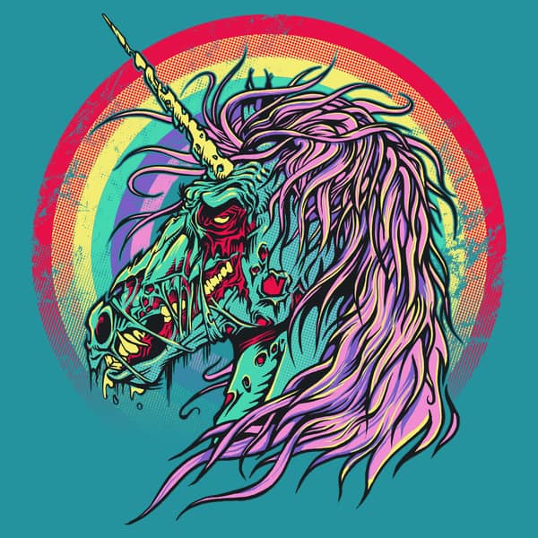 A Remake of an image featuring a unicorn with a rainbow in the background.