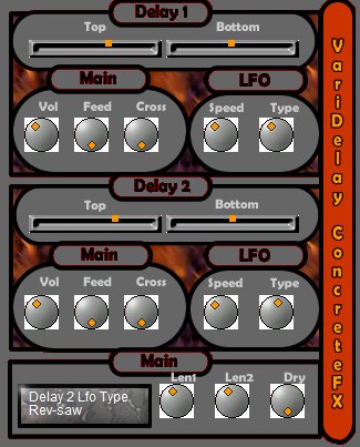 A screenshot of a screen with different VariDelay buttons on it.