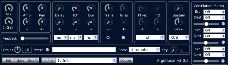 A screenshot of a digital synthesizer featuring audiovisual synthesis.