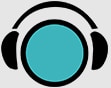A blue circle with headphones on it, representing a sample library.