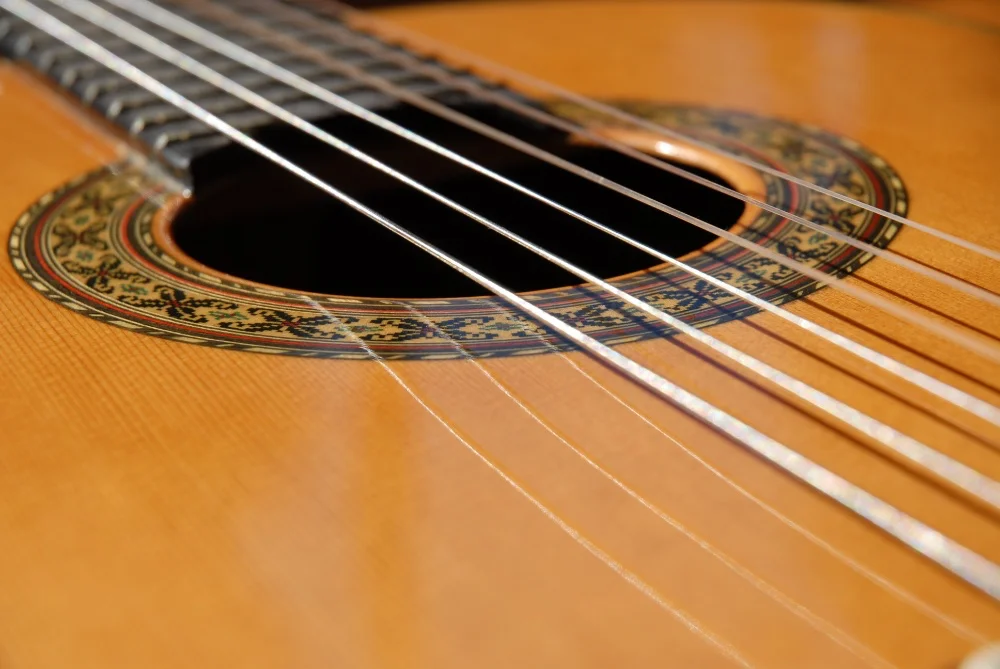 An Ultimate Guide to EQ-ing a close up of an acoustic guitar.
