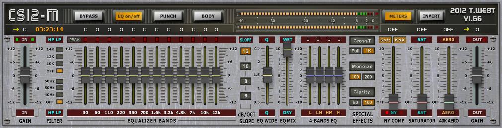 A screen shot of a CS12M music mixer with the Master Channel Strip highlighted.