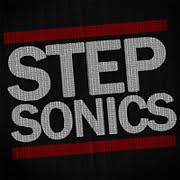 Step sonics logo on a black background featuring bass.