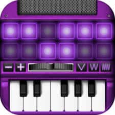 An app icon featuring a purple keyboard and deep house music influence.