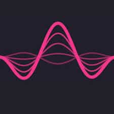 A pink wave on a black background, set to a mix pop song.
