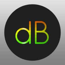 The Accurate dB Meter logo on a black background.