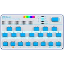 A Mini Synth with different colors, including blue and blue.