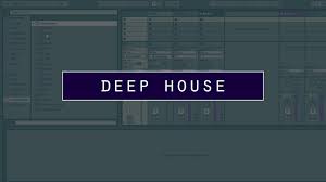 A deep house soundbank displayed on a screen with the words "Deep House" using Sylenth1.