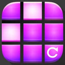 An Electro Drum Pad with a key purple square on a purple background.