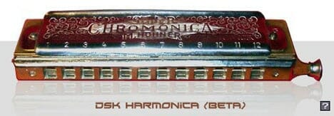 A **music** harmonica with the word chromona on it.