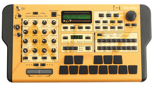 The Emu XL7 is an electronic drum machine featuring drum samples.