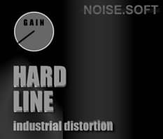 A black background with the words hard line industrial distortion.