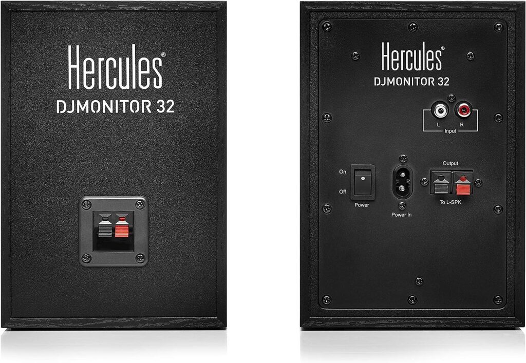 Hercules DJMonitor 32: 2 x 15 watts RMS active monitoring speakers,Black